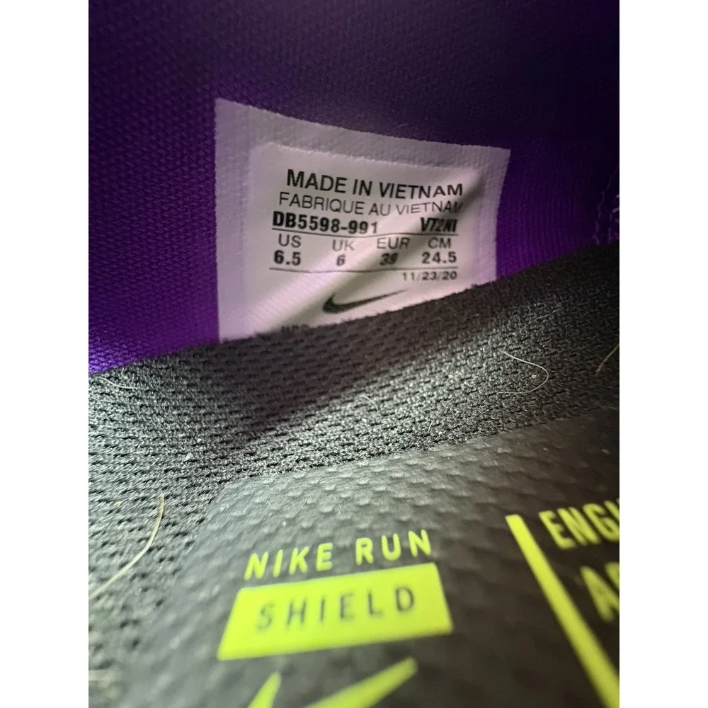 Nike React Miler 2 Shield Black Purple Weatherized Shoes Men's 6.5/Women's‎ 8